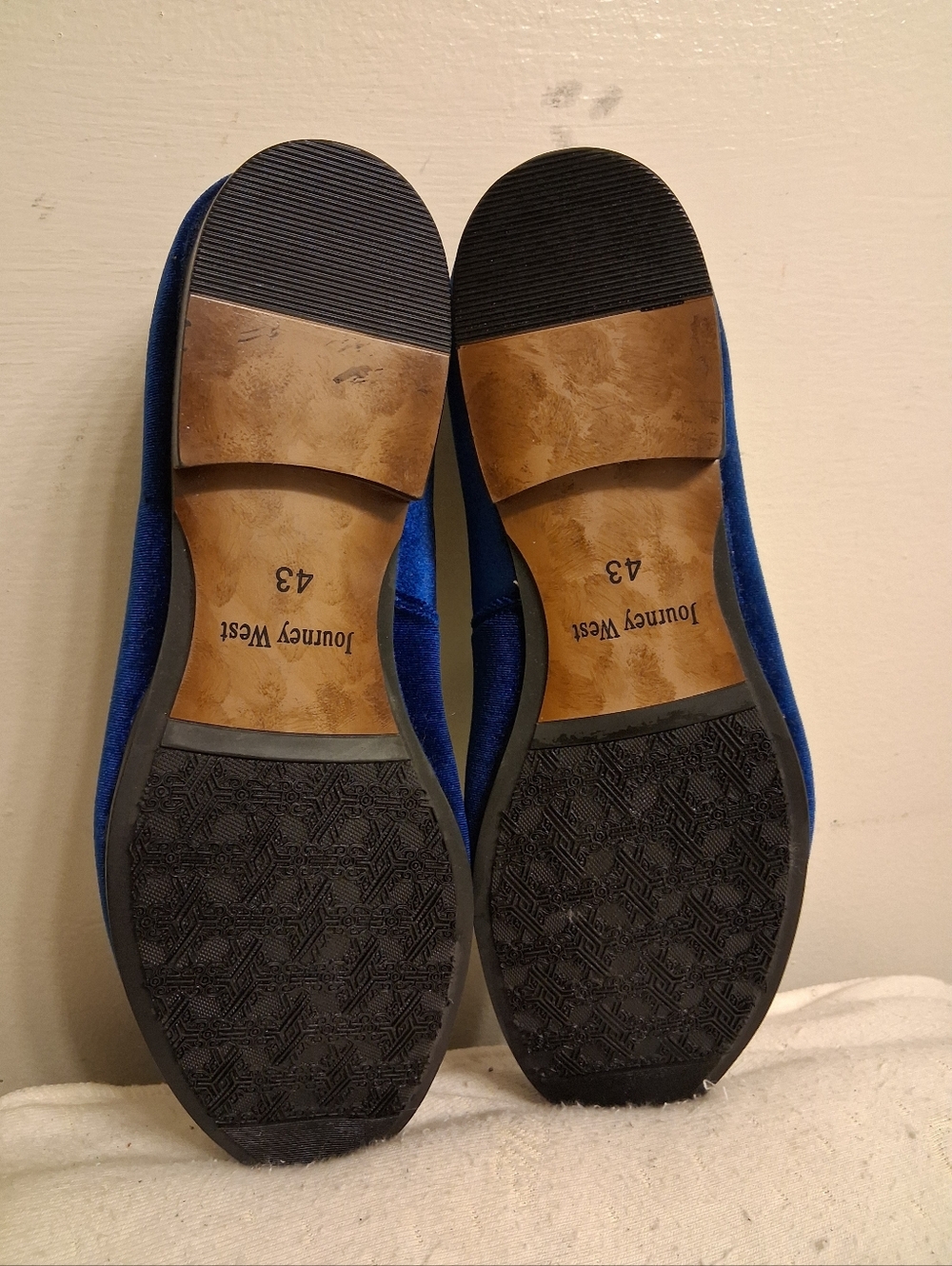 Men's JOURNEY WEST JW068 Blue Velvet Embroidered Loafers Size 43, US 10 - Picture 15 of 16